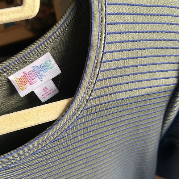 LuLaRoe Green and Blue Pleated Midi Dress - Picture 3 of 5